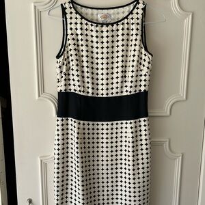 Talbots Black and White Sleeveless Midi Dress